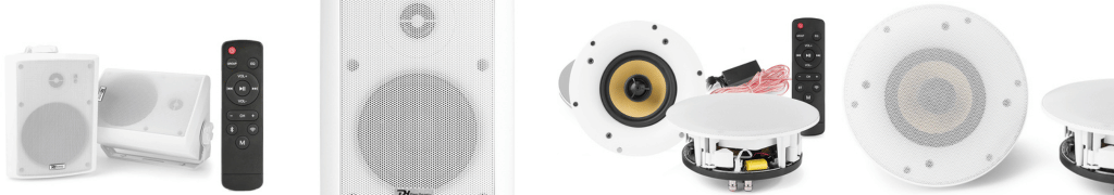 In-ceiling and on-wall speakers for home audio