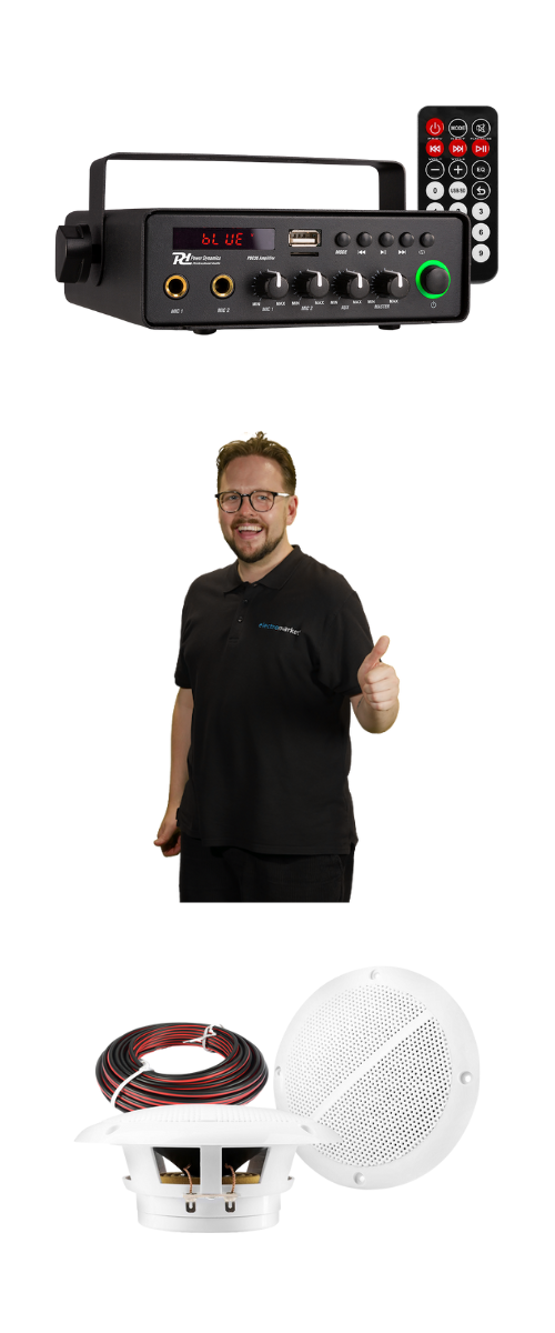 4x PD MSLP50 Outdoor Marine Boat Speakers with 12V Amplifier