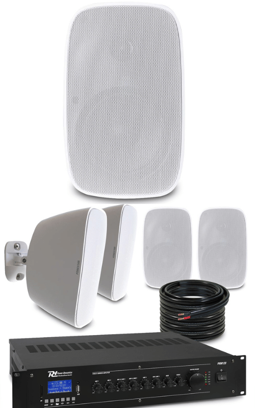 Fonestar 4 x 4" White Wall Mounted Speaker System Package