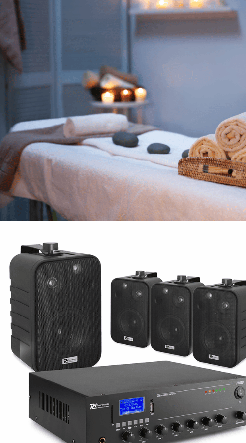 4 x 4" Black Wall Mount Speaker System with Bluetooth Amplifier