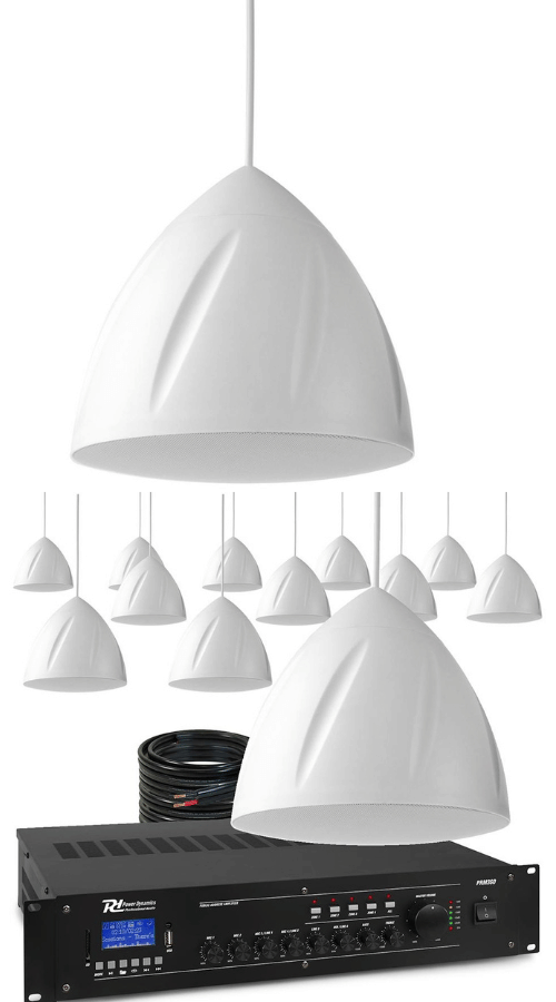 Pendant speaker system for supermarkets