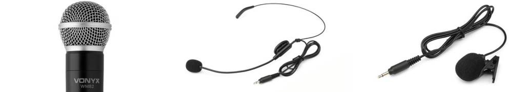 wireless handheld microphone, headset and lavalier microphone