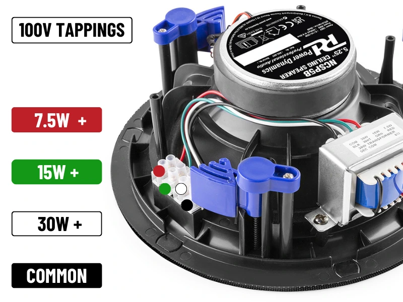 A Guide to 100 Volt Line Speaker Systems - Ceiling Speaker Power Tappings